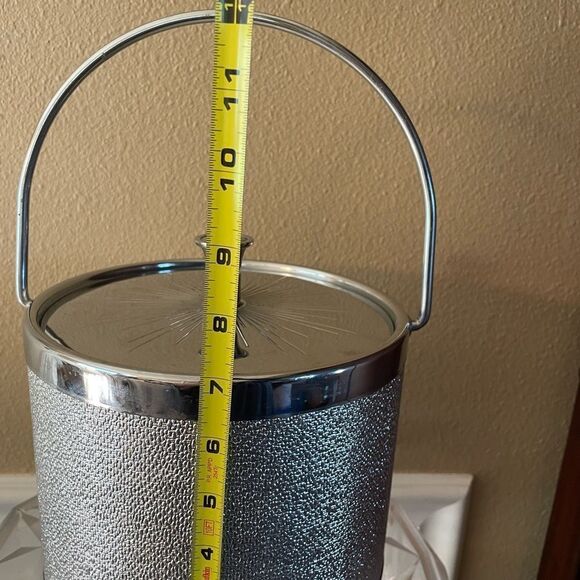 Vintage MCM Starburst Silver Metal Atomic Ice Bucket - Picture 13 of 16